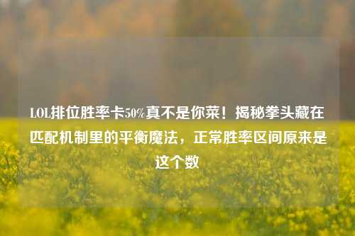 LOL排位胜率卡50%真不是你菜!揭秘拳头藏在匹配机制里的平衡魔法,正常胜率区间原来是这个数