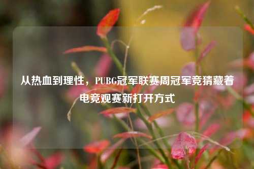从热血到理性，PUBG冠军联赛周冠军竞猜藏着电竞观赛新打开方式