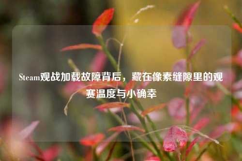 Steam观战加载故障背后，藏在像素缝隙里的观赛温度与小确幸