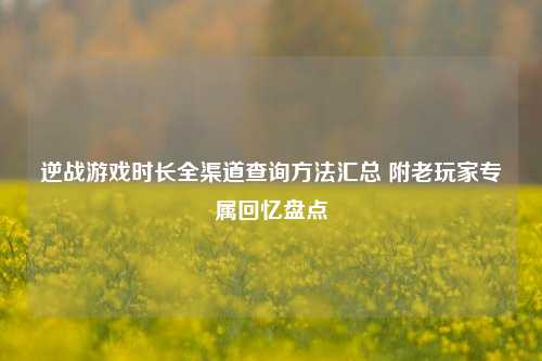 逆战游戏时长全渠道查询方法汇总 附老玩家专属回忆盘点
