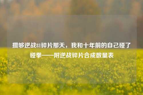 攒够逆战81碎片那天，我和十年前的自己碰了碰拳——附逆战碎片合成数量表