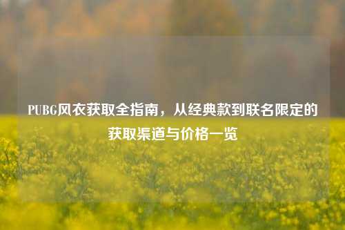 PUBG风衣获取全指南，从经典款到联名限定的获取渠道与价格一览