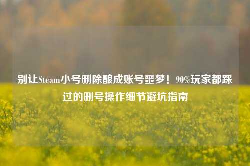 别让Steam小号删除酿成账号噩梦！90%玩家都踩过的删号操作细节避坑指南