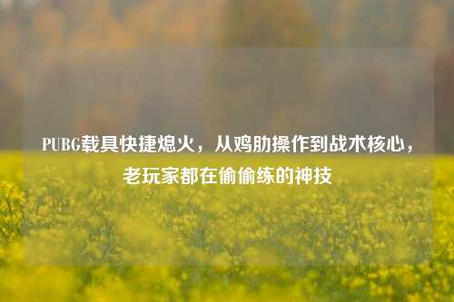 PUBG载具快捷熄火，从鸡肋操作到战术核心，老玩家都在偷偷练的神技