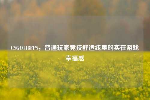 CSGO118FPS，普通玩家竞技舒适线里的实在游戏幸福感