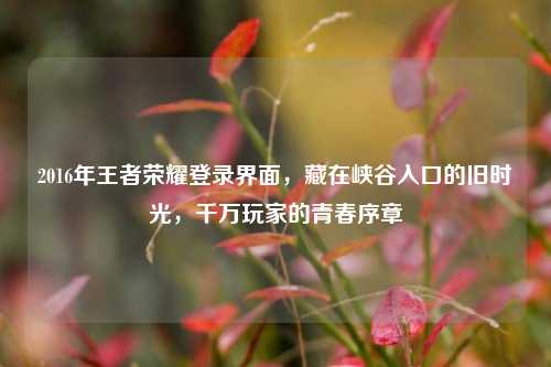 2016年王者荣耀登录界面，藏在峡谷入口的旧时光，千万玩家的青春序章