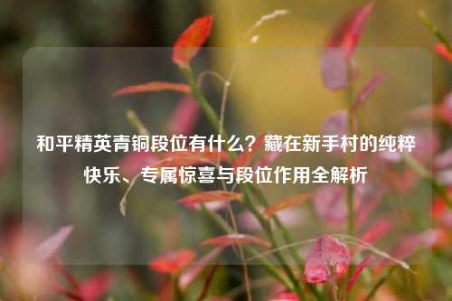 和平精英青铜段位有什么？藏在新手村的纯粹快乐、专属惊喜与段位作用全解析