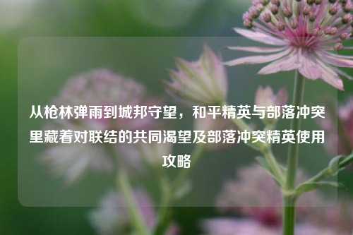 从枪林弹雨到城邦守望，和平精英与部落冲突里藏着对联结的共同渴望及部落冲突精英使用攻略