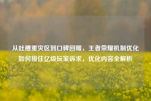 从吐槽重灾区到口碑回暖,王者荣耀机制优化如何接住亿级玩家诉求,优化内容全解析