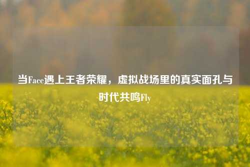 当Face遇上王者荣耀，虚拟战场里的真实面孔与时代共鸣Fly
