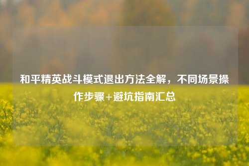 和平精英战斗模式退出方法全解,不同场景操作步骤+避坑指南汇总