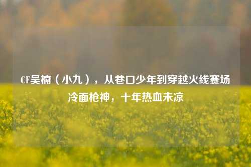 CF吴楠（小九），从巷口少年到穿越火线赛场冷面枪神，十年热血未凉