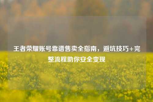 王者荣耀账号靠谱售卖全指南,避坑技巧+完整流程助你安全变现