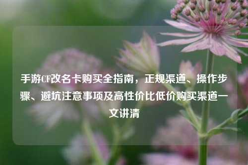 手游CF改名卡购买全指南，正规渠道、操作步骤、避坑注意事项及高性价比低价购买渠道一文讲清
