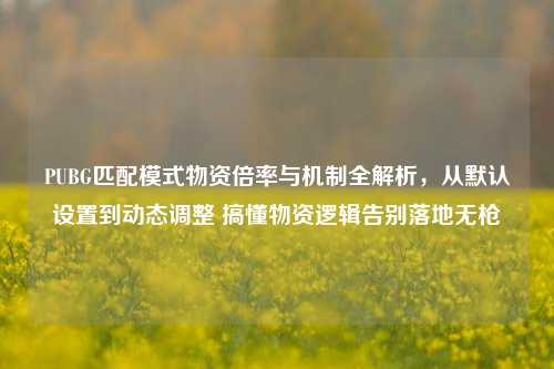 PUBG匹配模式物资倍率与机制全解析，从默认设置到动态调整 搞懂物资逻辑告别落地无枪