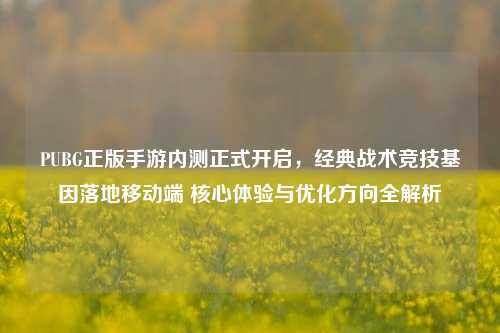 PUBG正版手游内测正式开启,经典战术竞技基因落地移动端 核心体验与优化方向全解析