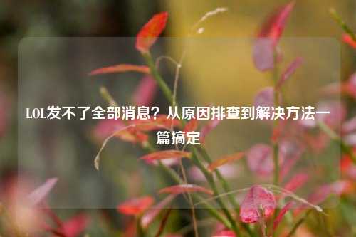 LOL发不了全部消息？从原因排查到解决方法一篇搞定