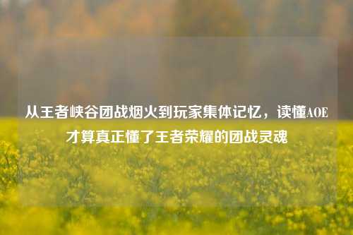 从王者峡谷团战烟火到玩家集体记忆，读懂AOE才算真正懂了王者荣耀的团战灵魂