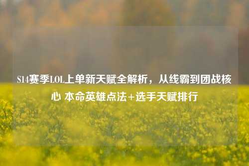 S14赛季LOL上单新天赋全解析,从线霸到团战核心 本命英雄点法+选手天赋排行