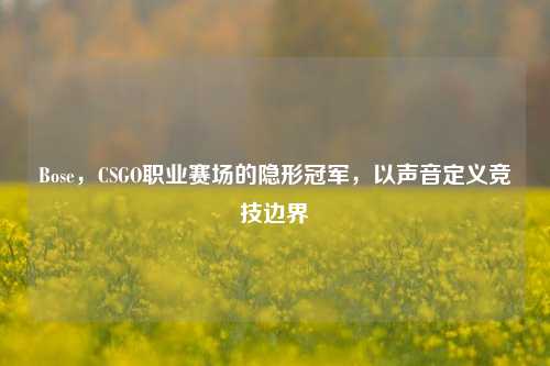 Bose，CSGO职业赛场的隐形冠军，以声音定义竞技边界