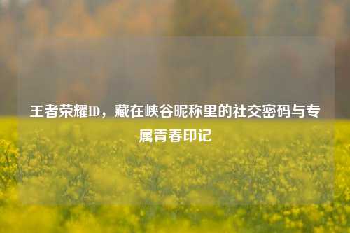王者荣耀ID，藏在峡谷昵称里的社交密码与专属青春印记