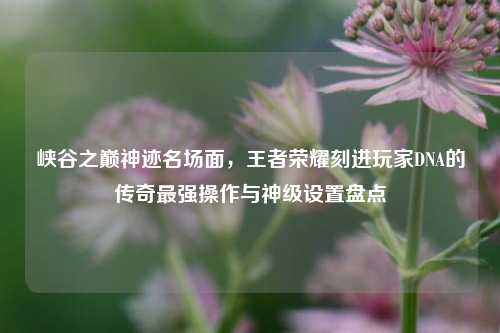峡谷之巅神迹名场面，王者荣耀刻进玩家DNA的传奇最强操作与神级设置盘点