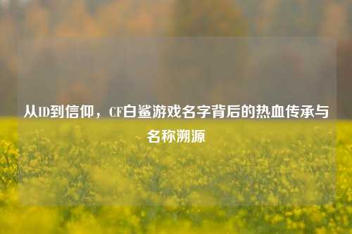 从ID到信仰，CF白鲨游戏名字背后的热血传承与名称溯源