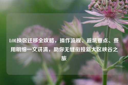 LOL换区迁移全攻略,操作流程、避坑要点、费用明细一文讲清,助你无缝衔接新大区峡谷之旅