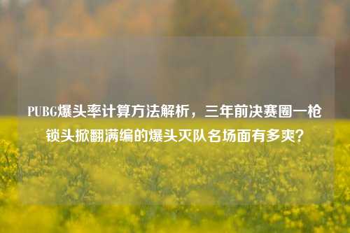 PUBG爆头率计算方法解析，三年前决赛圈一枪锁头掀翻满编的爆头灭队名场面有多爽？
