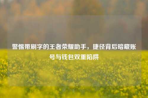 警惕带刷字的王者荣耀助手,捷径背后暗藏账号与钱包双重陷阱