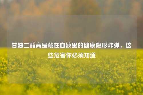 甘油三酯高是藏在血液里的健康隐形炸弹,这些危害你必须知道