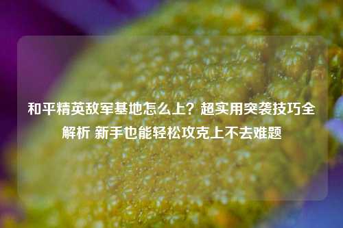 和平精英敌军基地怎么上?超实用突袭技巧全解析 新手也能轻松攻克上不去难题