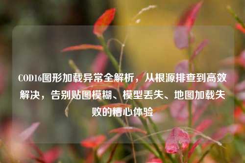 COD16图形加载异常全解析，从根源排查到高效解决，告别贴图模糊、模型丢失、地图加载失败的糟心体验