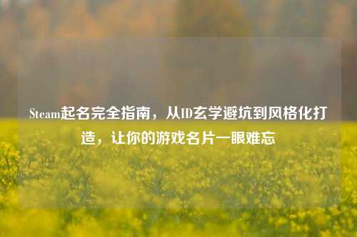 Steam起名完全指南,从ID玄学避坑到风格化打造,让你的游戏名片一眼难忘
