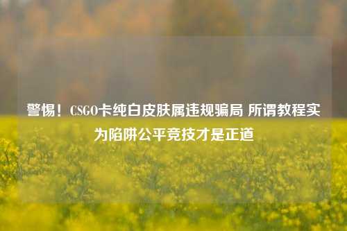 警惕！CSGO卡纯白皮肤属违规骗局 所谓教程实为陷阱公平竞技才是正道