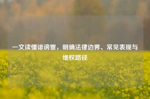 一文读懂诽谤罪，明确法律边界、常见表现与维权路径