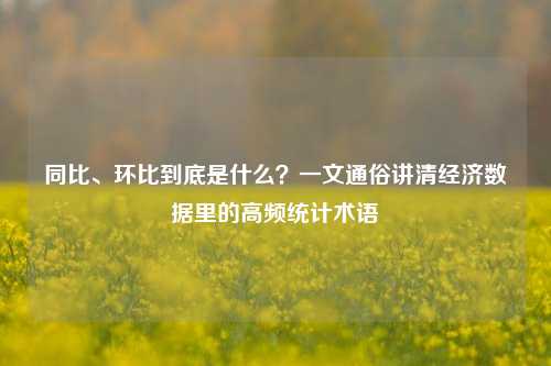 同比、环比到底是什么?一文通俗讲清经济数据里的高频统计术语