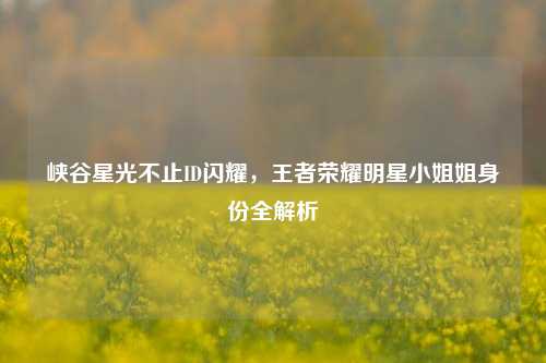 峡谷星光不止ID闪耀,王者荣耀明星小姐姐身份全解析