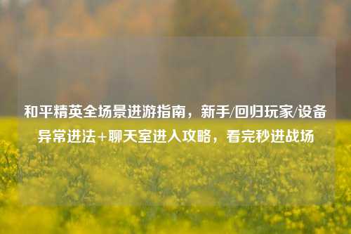 和平精英全场景进游指南，新手/回归玩家/设备异常进法+聊天室进入攻略，看完秒进战场