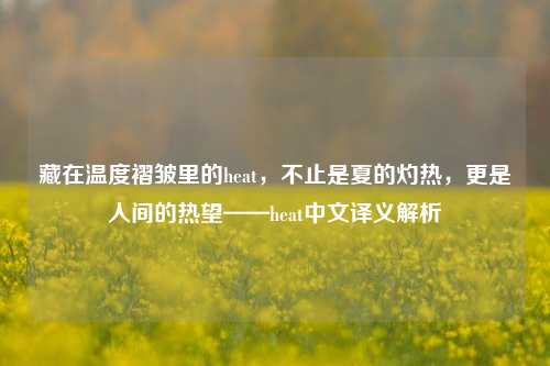 藏在温度褶皱里的heat，不止是夏的灼热，更是人间的热望——heat中文译义解析