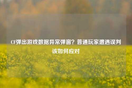 CF弹出游戏数据异常弹窗？普通玩家遭遇误判该如何应对