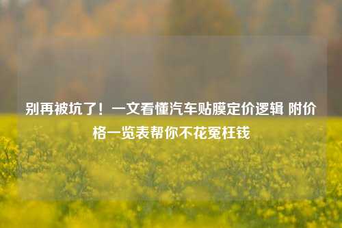 别再被坑了！一文看懂汽车贴膜定价逻辑 附价格一览表帮你不花冤枉钱