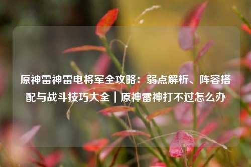 原神雷神雷电将军全攻略:弱点解析、阵容搭配与战斗技巧大全|原神雷神打不过怎么办
