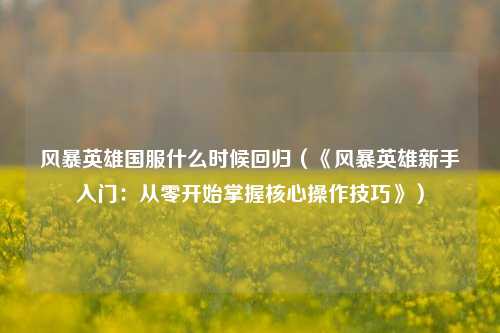风暴英雄国服什么时候回归(《风暴英雄新手入门:从零开始掌握核心操作技巧》)