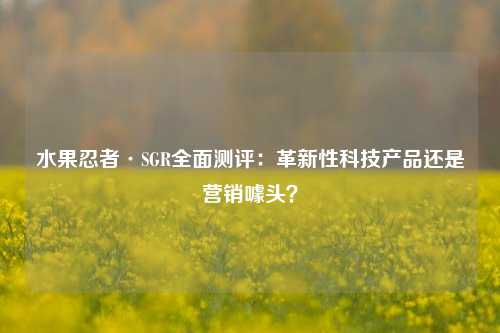 水果忍者·SGR全面测评：革新性科技产品还是营销噱头？