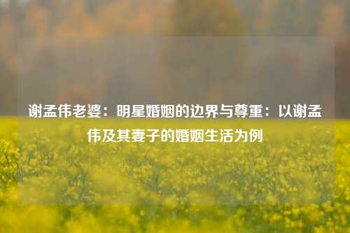 谢孟伟老婆：明星婚姻的边界与尊重：以谢孟伟及其妻子的婚姻生活为例
