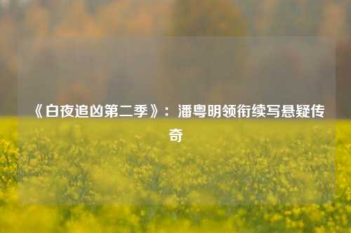 《白夜追凶第二季》：潘粤明领衔续写悬疑传奇